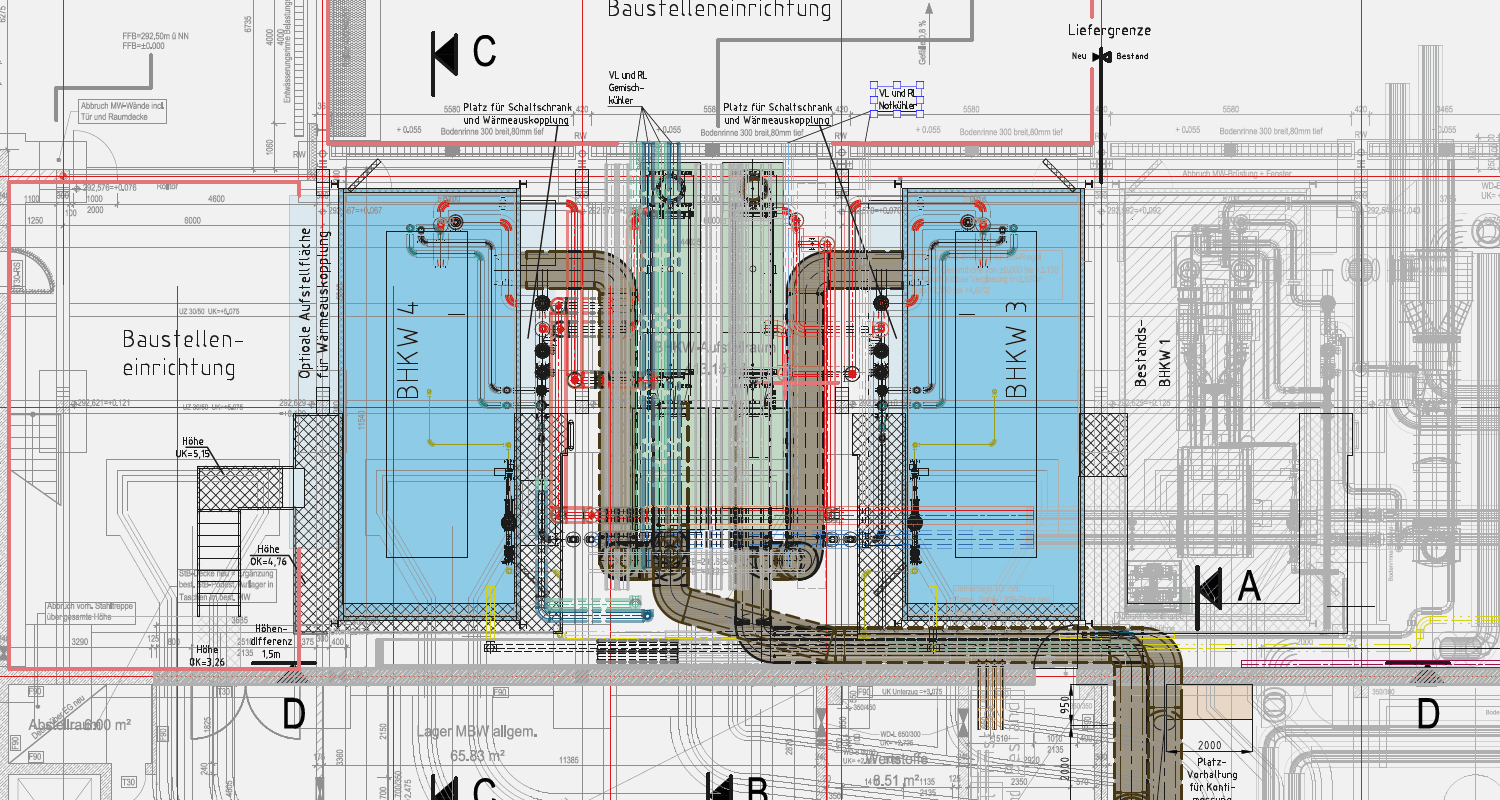 Plan, Energiezentrale, Leistungen, Tätigkeitsbereiche